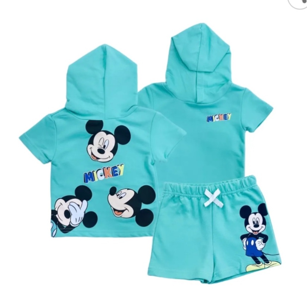 NWOT Mickey Mouse Teal Hoodie and Shorts Set